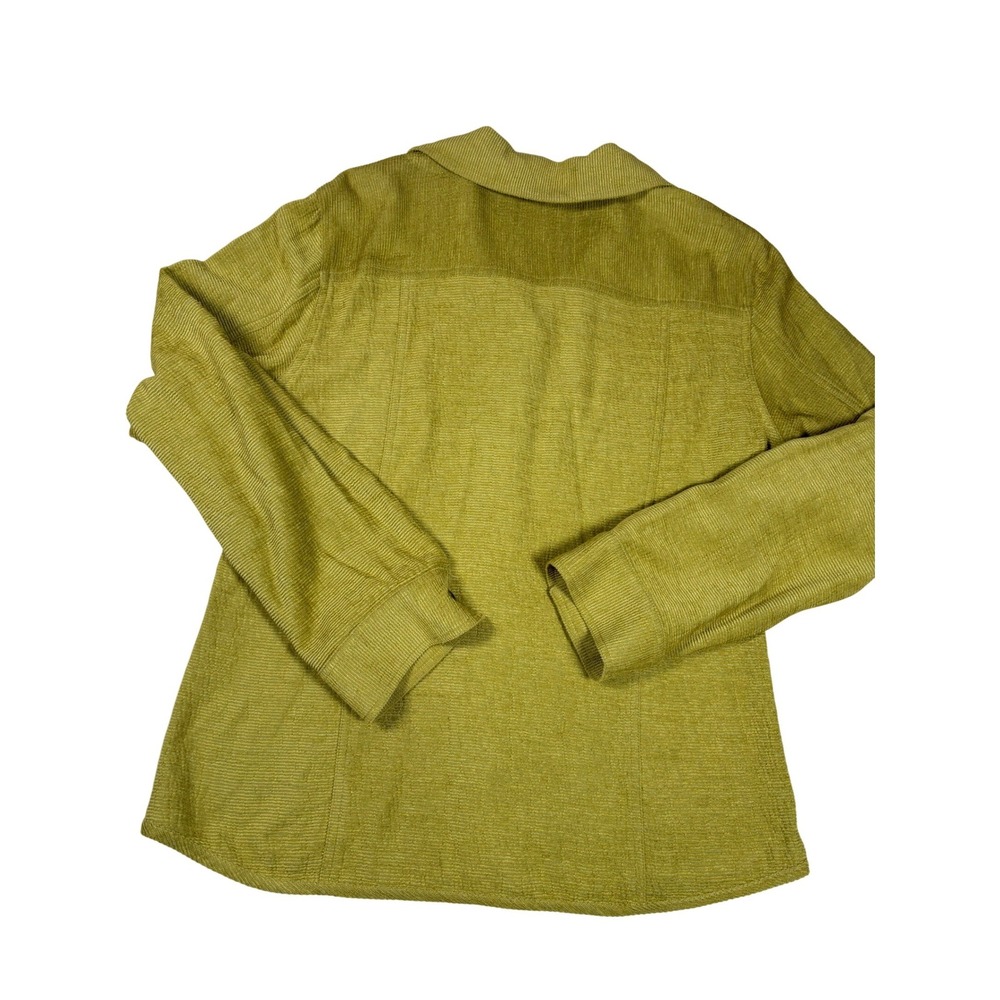 Chicos Womens Silk Blend Ribbed Button Down Shirt Jacket Size 1 Chartreuse Green - Picture 3 of 11